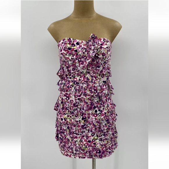 Cynthia Steffe Noelle Womens Strapless Dress Vibrant Colors Sz 6 - Picture 1 of 9